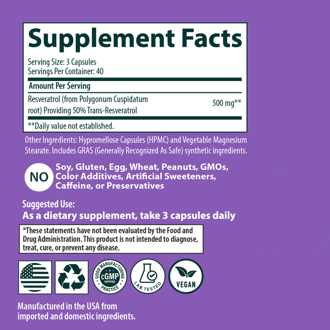 Resveratrol Supplement, 120 Capsules