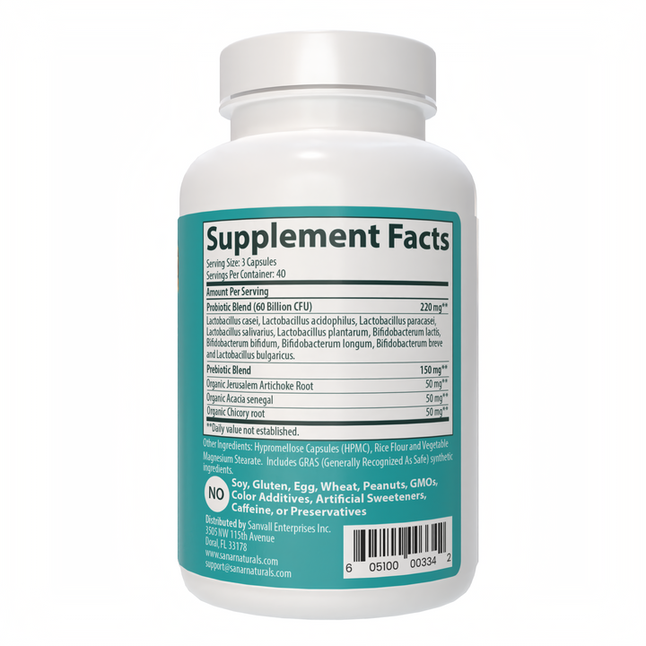Probiotic - 60 Billion CFU, GLP-1 Support - 120 Capsules