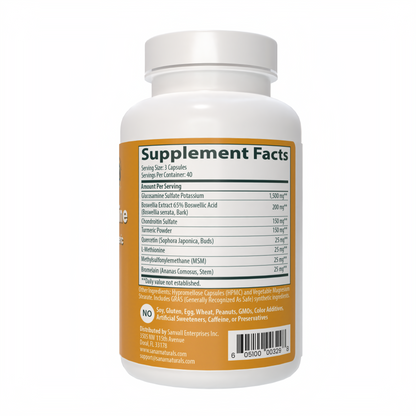 Glucosamine Supplement packaging side view directions and ingredient list Sanar Naturals