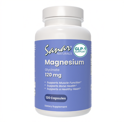 Sanar Naturals Magnesium Glycinate 120 capsules for sleep muscle relaxation and stress relief