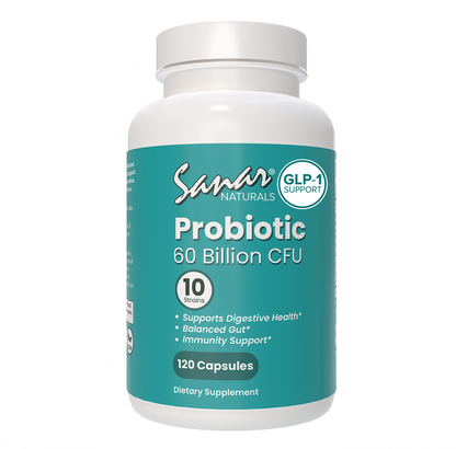Sanar Naturals Probiotic 60 Billion CFU 120 capsules for gut health and digestion